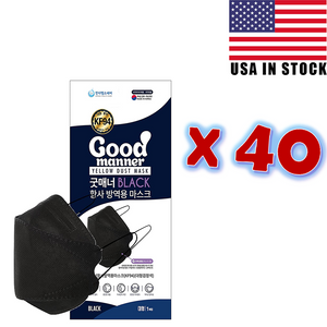 [Black] 40pcs<P/>Good Manner®<P/>USA FDA Approved - kf94mask-Good Manner Mask