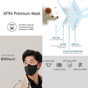[New][Black][Medium] Goodmanner KF94 2D shape black masks [Medium Size] - kf94mask-Good Manner Mask