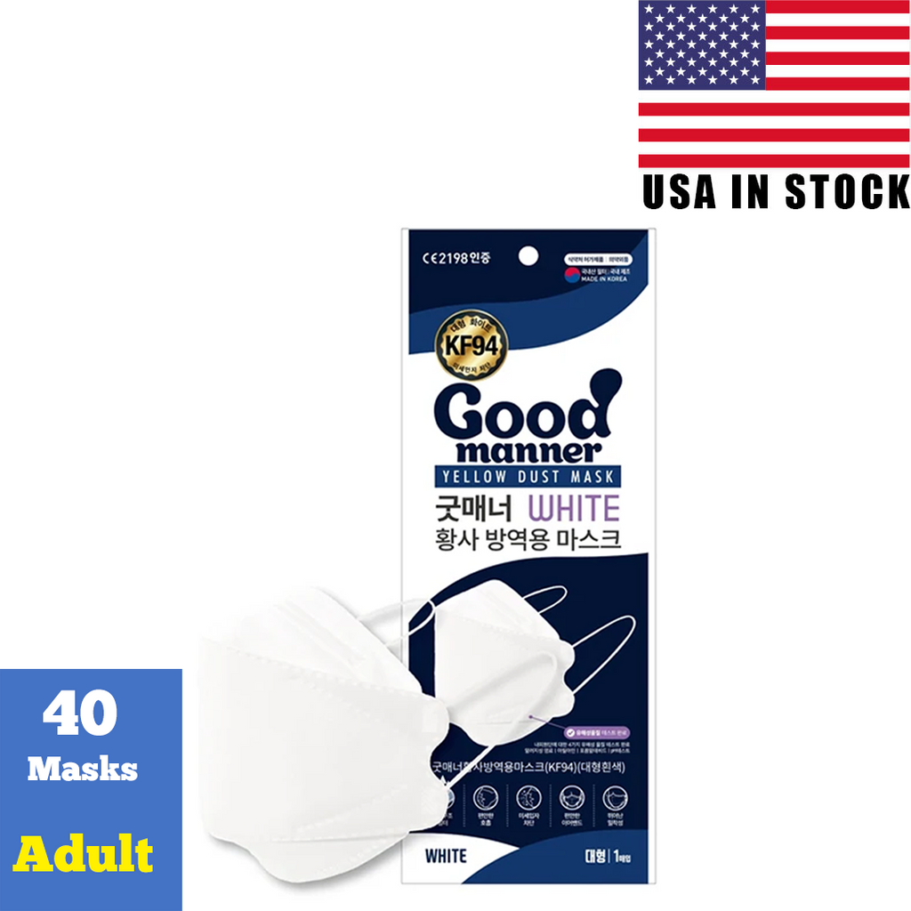 [White] Good Manner KF94 Masks- Authorized Distributor in USA & Canada - kf94mask-Good Manner Mask